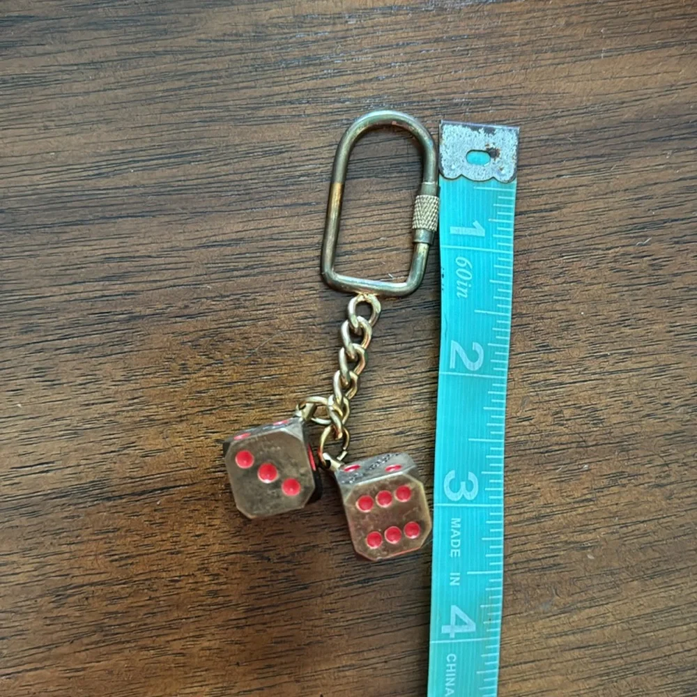 “Las Vegas” Gold and Red Dice Keychain